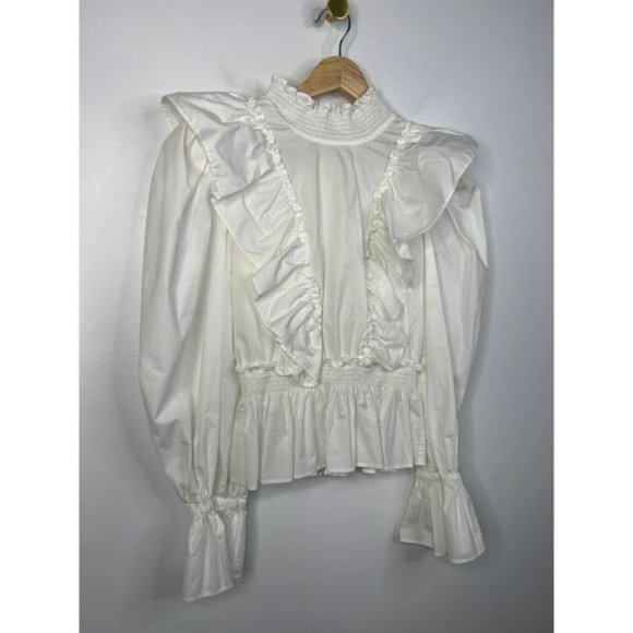 Sea Nw York Gaia Ruffled Cutout Lightweight Blouson Blouse White Size: 00 NWOT - Picture 4 of 9